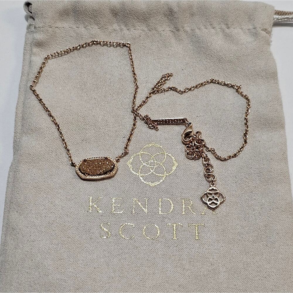 Kendra Scott‎ Rose Gold and Rose Gold Drusy Elisa Necklace